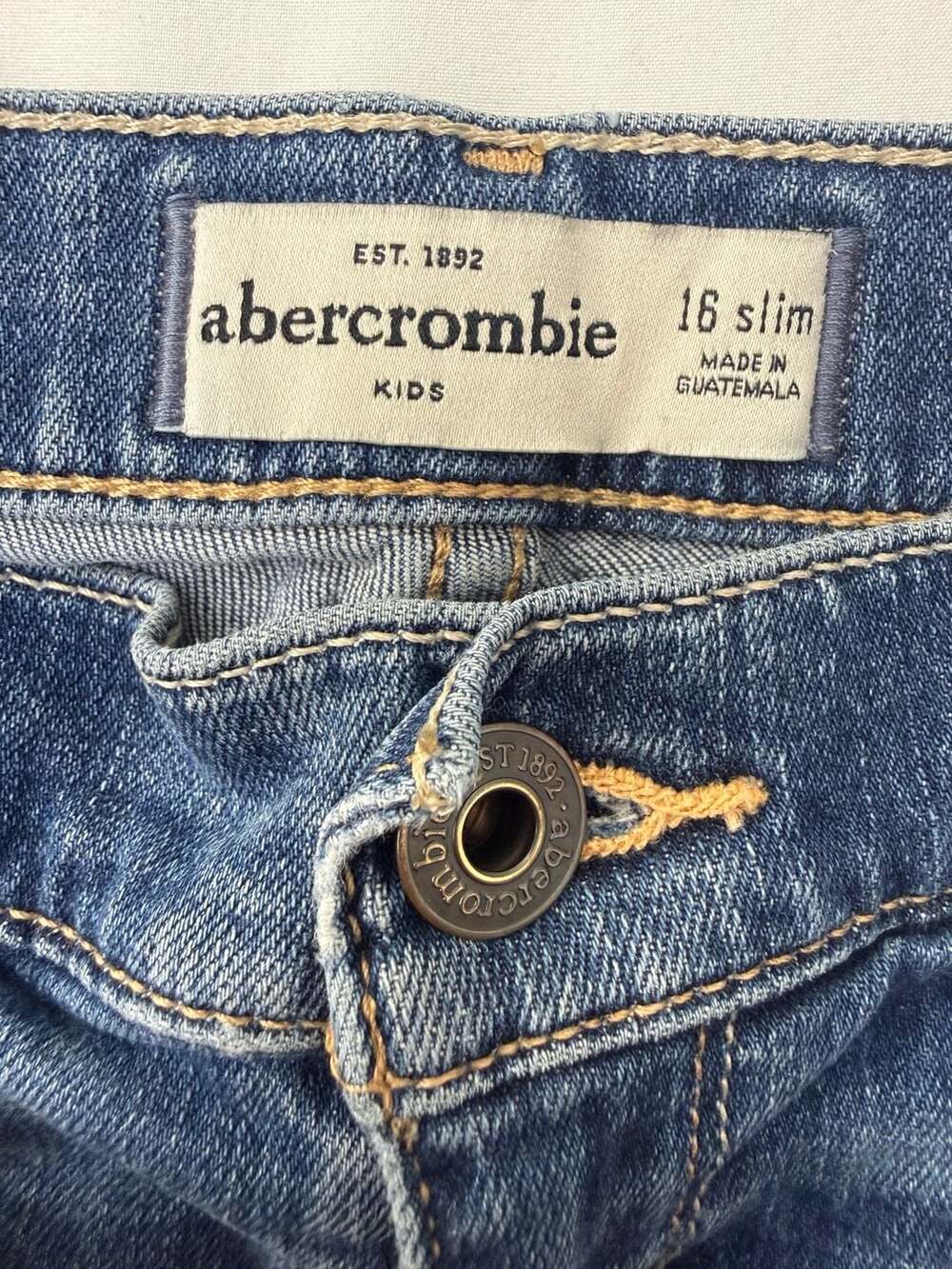 Abercrombie Kids Blue Denim Slim Straight Jeans Size 16 Slim - Picture 5 of 5